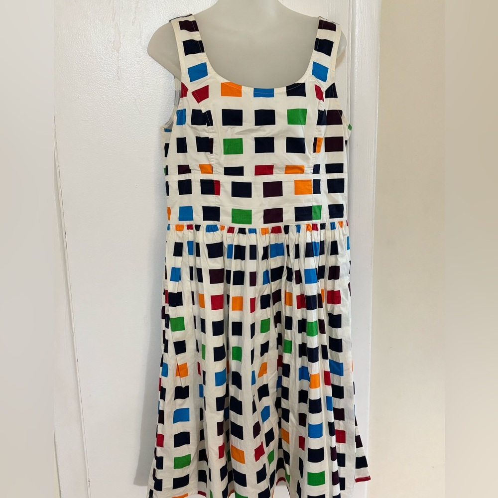 Eshakti 100% Cotton Dress With Full Lining. Back Zipper. Midi Length. Size 14
